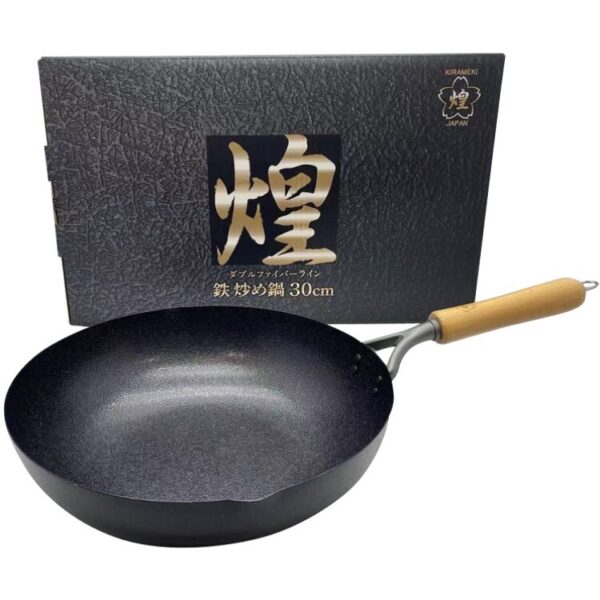 Fanno-Cast Iron Double Fiber Line Stir-fry Wok Made in Japan 30cm Lightweight Durable