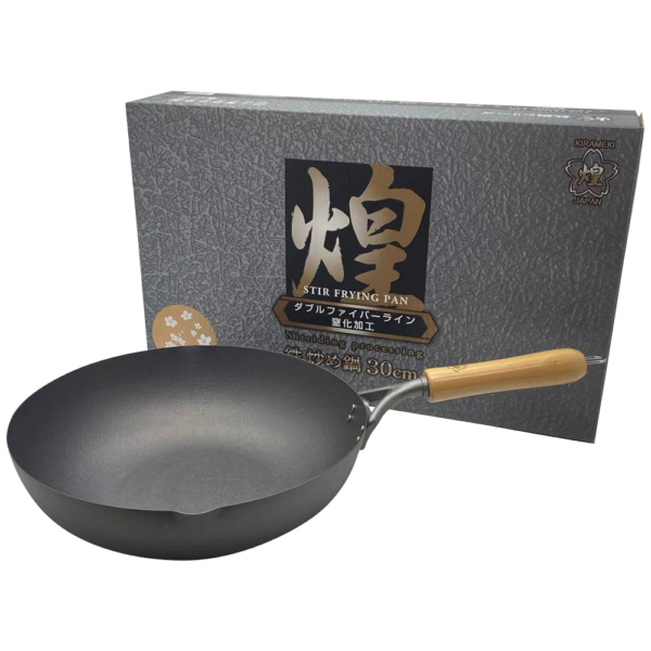 Fanno-Cast Iron Nitriding Processing Stir-fry Wok Made in Japan 30cm Non-Stick Durable