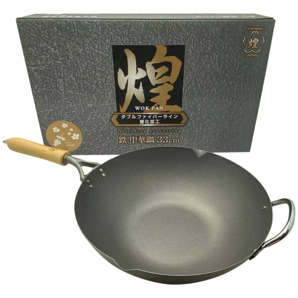 Fanno-Cast Iron Nitriding Processing Stir-fry Wok Made in Japan 33cm Non-Stick Durable