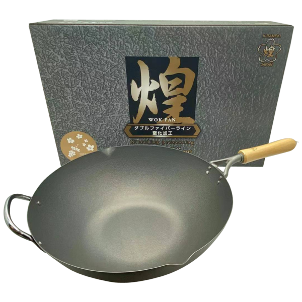 Fanno-Premium Cast Iron Nitriding Stir-fry Wok Made in Japan 36cm Non-stick Durable