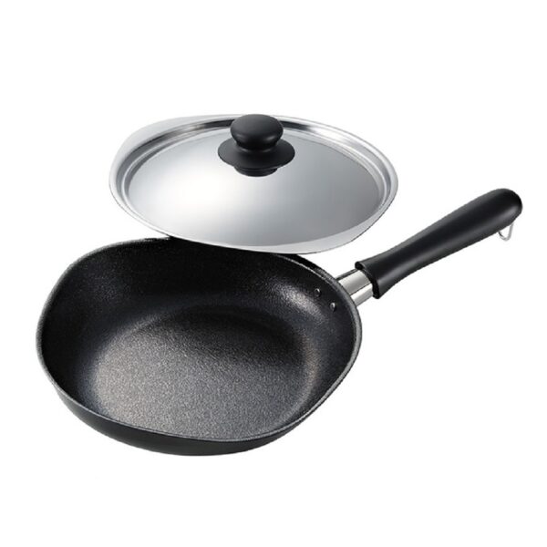 Fanno-Cast Iron Frying Pan Skillet with Stainless Steel Lid for Induction Cooking 25cm