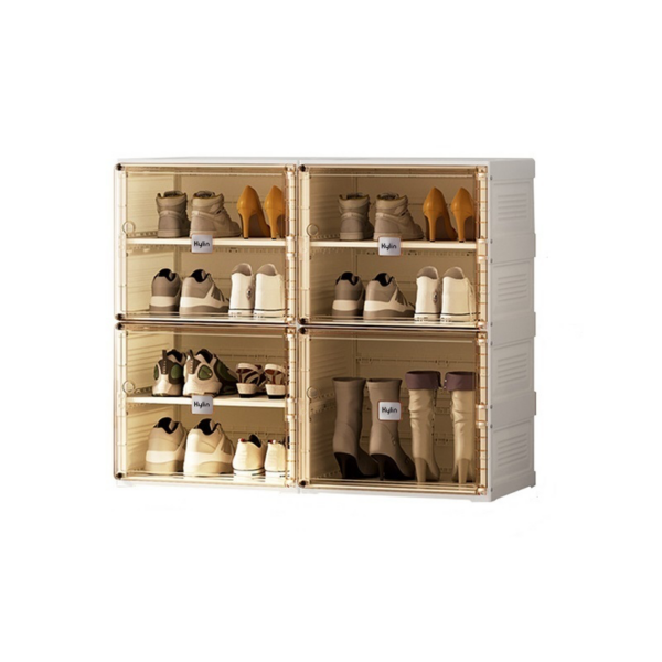 Fanno-Folding Shoe Storage Cabinet with Large Capacity and Double Layer Door Panels