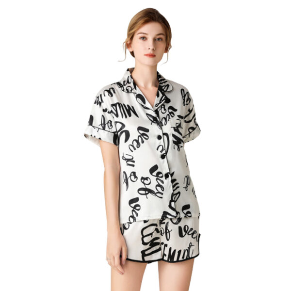 Fanno-Casual Short Sleeve Pajama Set for Women Soft Polyester Sleepwear All Seasons