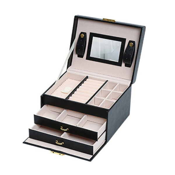 Fanno-Jewelry Box Organizer with Mirror and Lock Portable Storage Case for Accessories