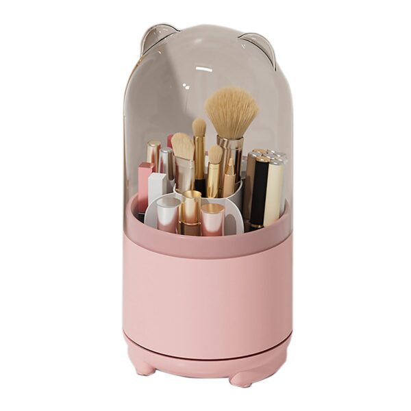 Fanno-360 Rotating Makeup Brush Holder Transparent Dustproof Storage Box for Beauty Tools