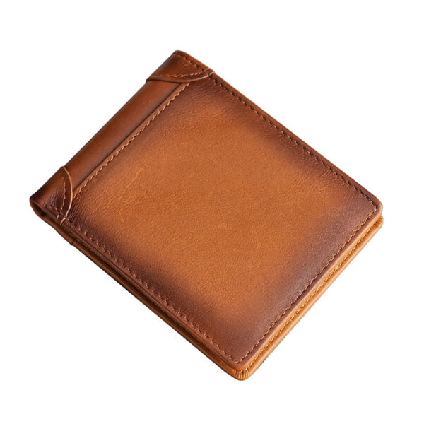 Fanno-Genuine Leather Men's Wallet RFID Blocking Bifold Long Card Holder Black Brown