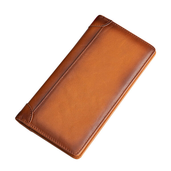 Fanno-Genuine Leather Men's Wallet RFID Blocking Bifold Long Card Holder Black Brown