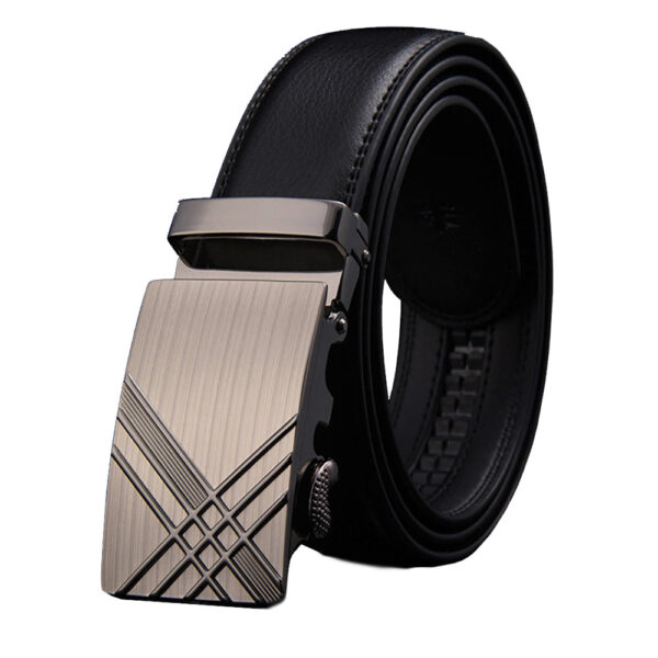 Fanno-Adjustable Slide Luxury Leather Belt for Men Automatic Buckle Ratchet Dress Belt