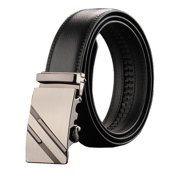 Fanno-Adjustable Leather Belt for Men with Automatic Buckle and Gift Box Black 110-125cm