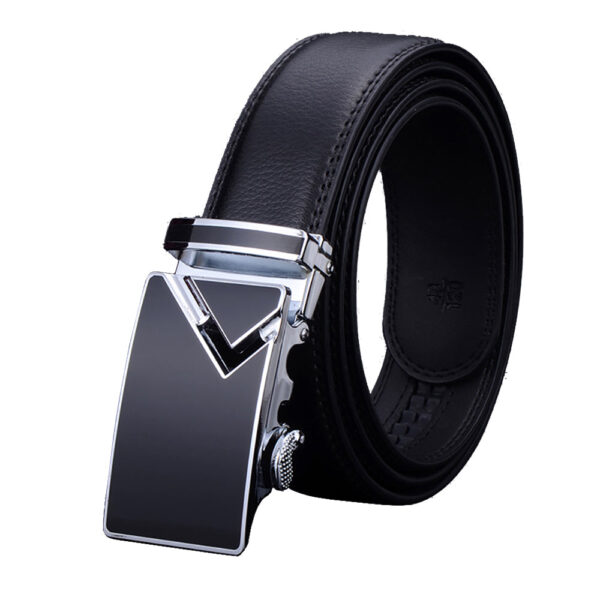 Fanno-Genuine Leather Belt for Men Adjustable Slide Lock Buckle Casual Dress Accessory