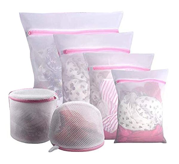 Fanno-Set of 6 Mesh Laundry Bags for Delicate Clothes Washing and Storage Solutions