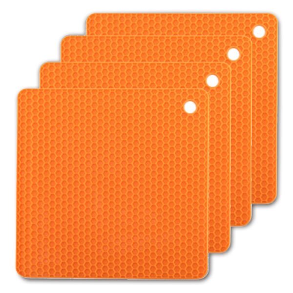 Fanno-4 Pack Silicone Insulation Mats Heat Resistant Kitchen Trivets Pot Holders