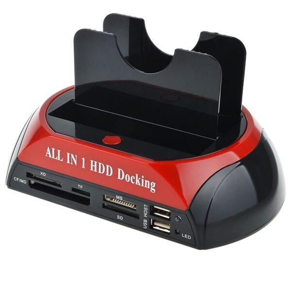 Fanno-All In One Docking Station USB Dual-Bay Hard Drive 2.5" 3.5" IDE SATA SSD Card Reader