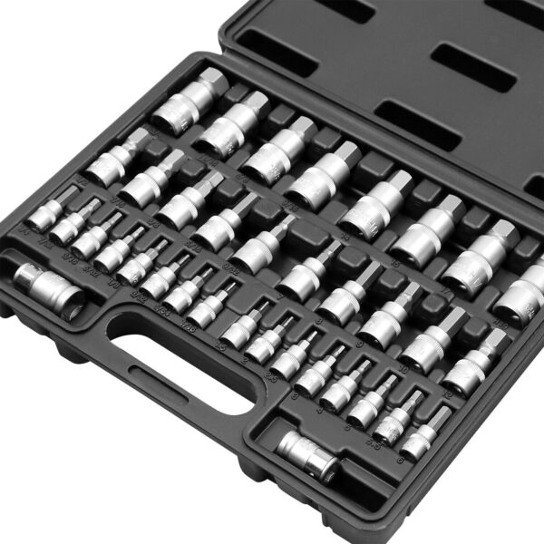 Fanno-36-Piece Hex Bit Socket Set with S2 Steel Bits and Chrome Vanadium Sockets