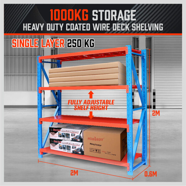 Fanno-2m x 2m Steel Storage Rack Shelves for Garage Warehouse Tyre Storage 1000kg Capacity