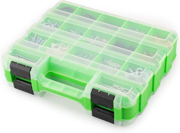 Fanno-SWANLAKE Small Parts Organizer  34-Compartments Double Side Storage Box with Removable Dividers  Tools Box Screw Organizer For Nuts  Bolts  Screws  Nails  Small Hardware