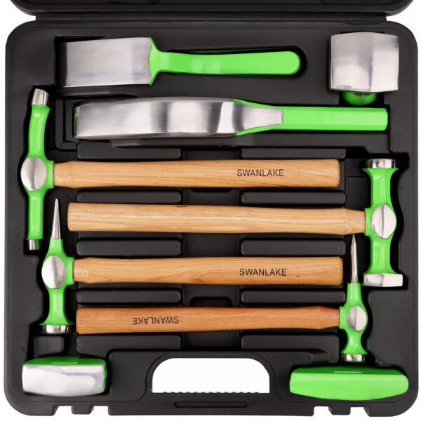 Fanno-9-Piece Garden Tools Auto Body Hammer Dolly Set Car Body Dent Repair Tool Case