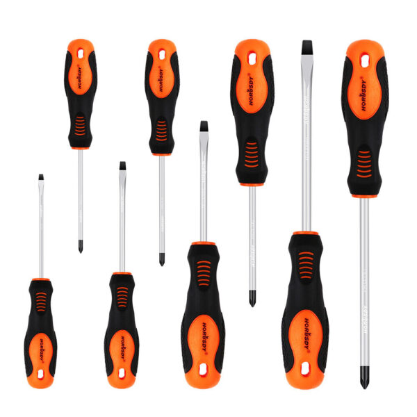 Fanno-Magnetic Screwdriver Set 8 Piece with Cushion Grip Handle and Tamper Resistant Tips