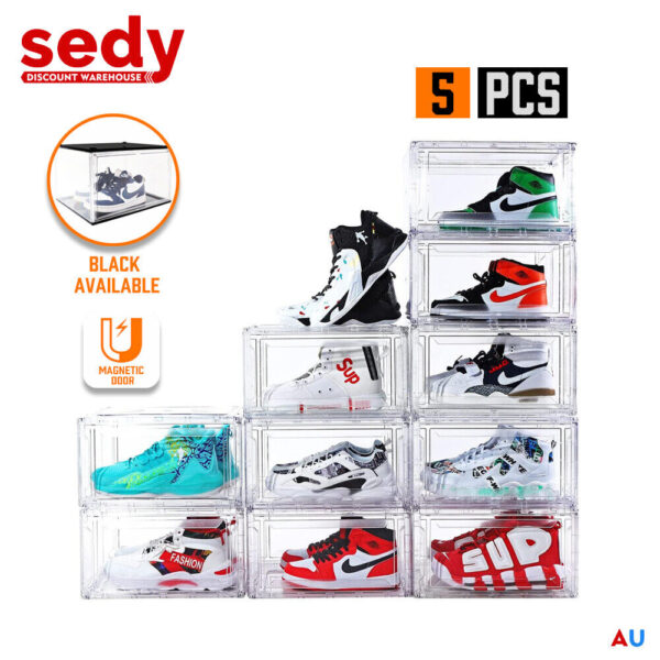 Fanno-Large Capacity Clear Stackable Shoe Box with Magnetic Door for Sneakers Storage