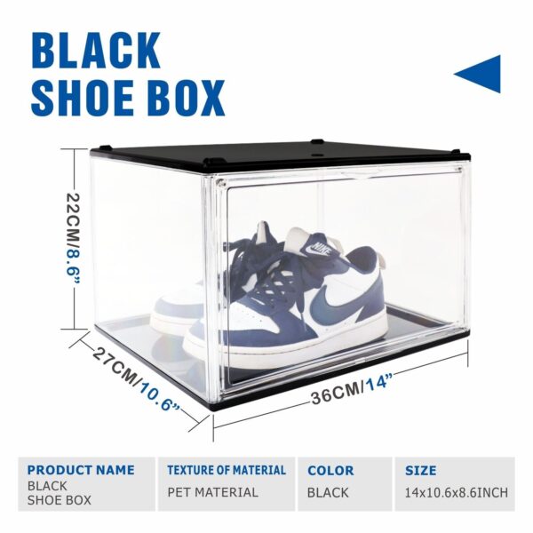 Fanno-Large Capacity Clear Stackable Shoe Box with Magnetic Door for Sneakers Storage