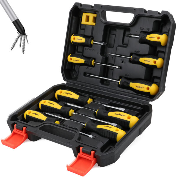 Fanno-Magnetic Screwdriver Set with Case and Magnetizer Demagnetizer 11 Pieces Tools