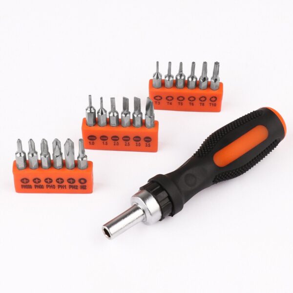 Fanno-Ratchet Screwdriver Set with 19 Precision Bits for Electronics Repair Tools