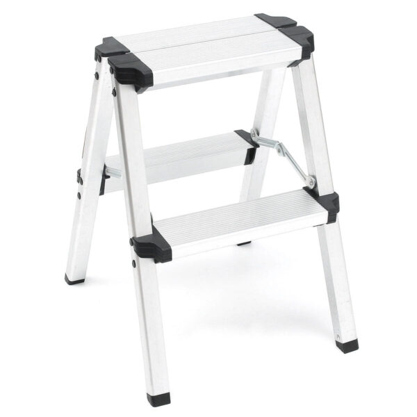 Fanno-2-Step Portable Folding Ladder Lightweight Aluminum Frame with Anti-Slip Design 150kg Capacity