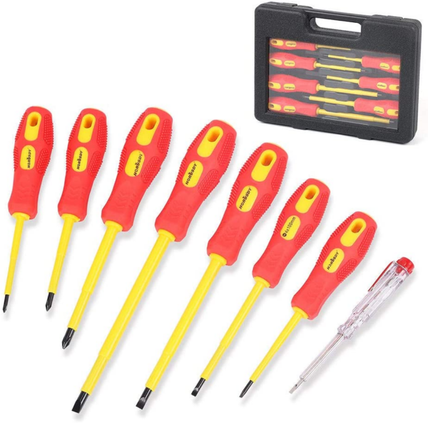 Fanno-Insulated Screwdriver Set 8Pc Magnetic Slotted Phillips Electricians Tool Kit