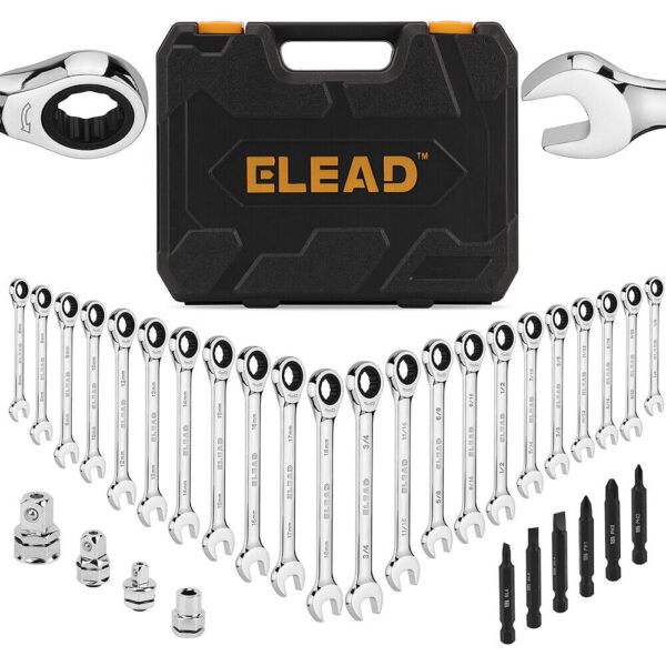 Fanno-Compatible 33Pcs Ratchet Wrench Set with Metric SAE Bits and Storage Box