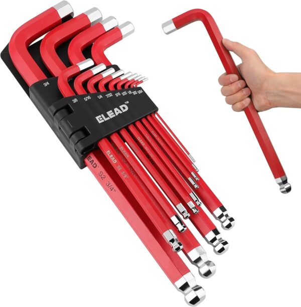 Fanno-13 Piece Jumbo Long Allen Wrench Set with Ball End Hex Keys for SAE Sizes 5/64 to 3/4