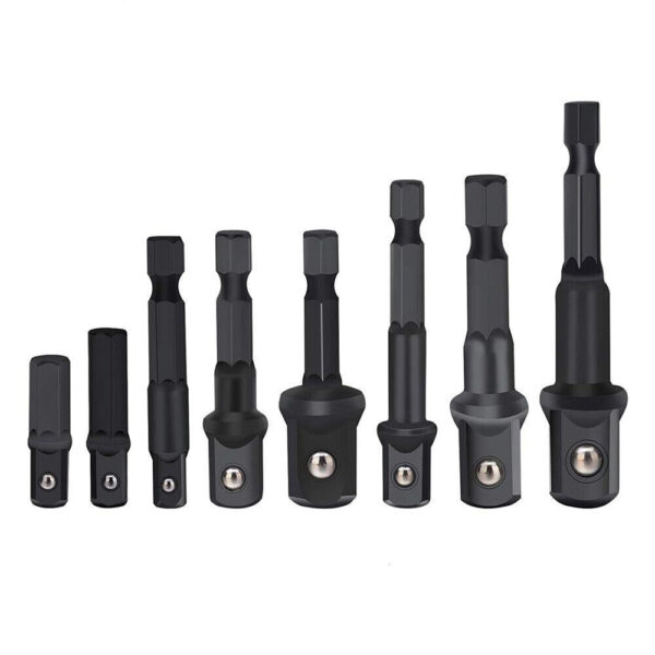 Fanno-8Pc Drill Socket Adapter Set Impact Nut Driver Hex Extension Bits 1/4 3/8 1/2 Inch