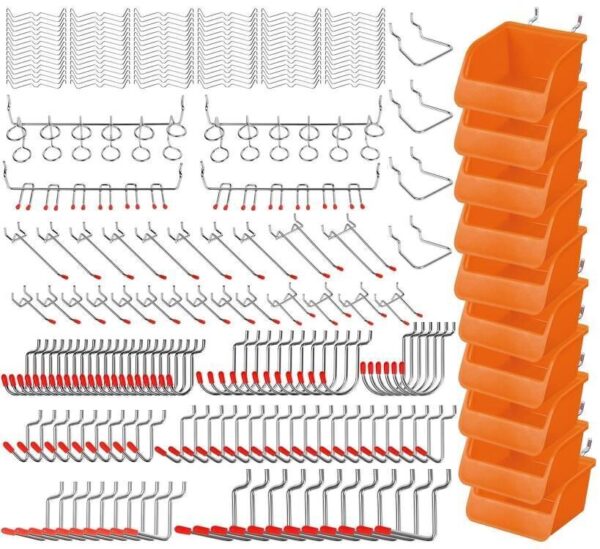 Fanno-Pegboard Hooks and Bins Set 238 Pieces Tool Organizer for Garage and Home Storage