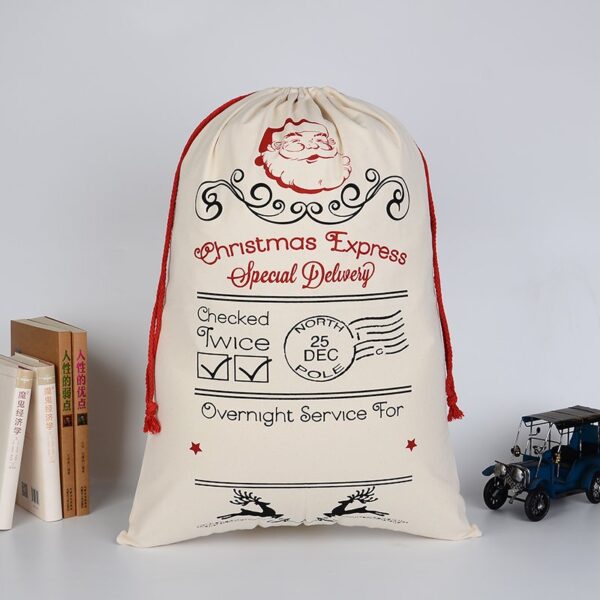 Fanno-Large Hessian Santa Sack for Christmas Gifts Personalized Kids Gift Bag Red Cream