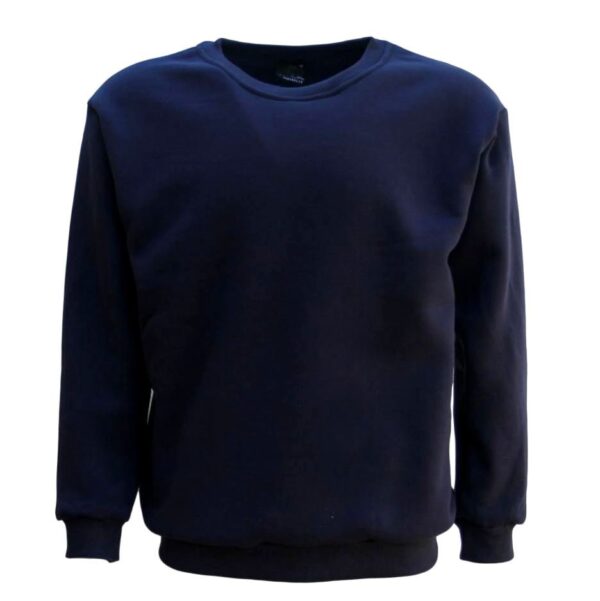 Fanno-Unisex Plain Pullover Fleece Jumper Long Sleeve Crew Neck Sweater Navy 3XL