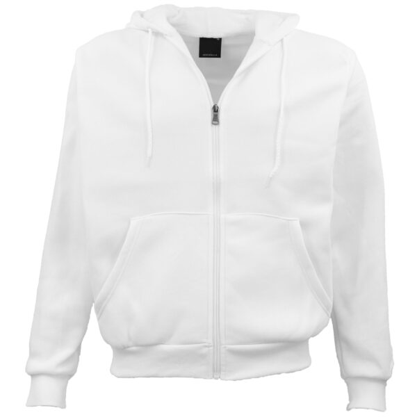 Fanno-Unisex Zip Fleece Hoodie Warm Lightweight Jumper with Pockets XS-8XL White 3XL