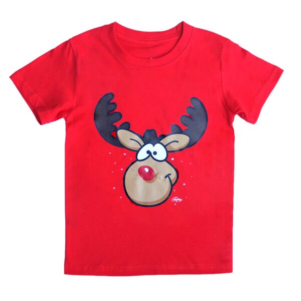 Fanno-Funny Christmas T-Shirt for Adults 100% Cotton Jolly Reindeer Tee Red 2XL