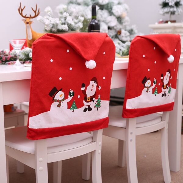 Fanno-Christmas Santa Hat Chair Covers Set of 8 for Holiday Table Decor 60x50cm