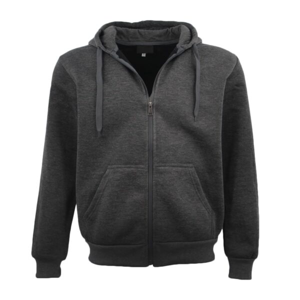 Fanno-Unisex Zip Fleece Hoodie Warm Hooded Jacket with Pockets for Winter XS-8XL Dark Grey