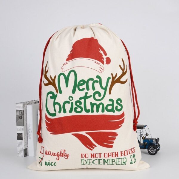 Fanno-Large Hessian Santa Sack for Christmas Gifts Personalized Kids Gift Bag Red Cream