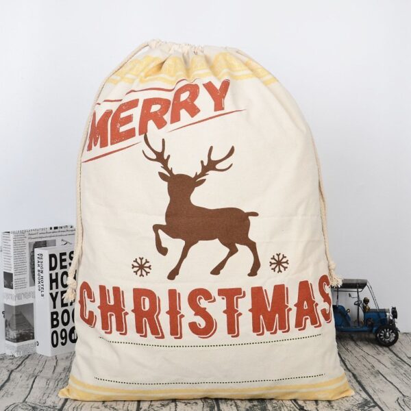 Fanno-Large Hessian Santa Sack for Christmas Gifts Personalized Kids Gift Bag Red Cream