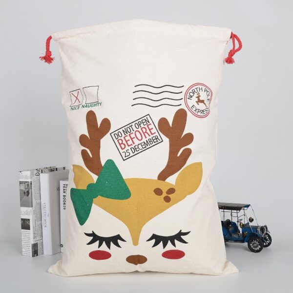 Fanno-Large Hessian Santa Sack for Christmas Gifts Personalized Kids Gift Bag Red Cream Green