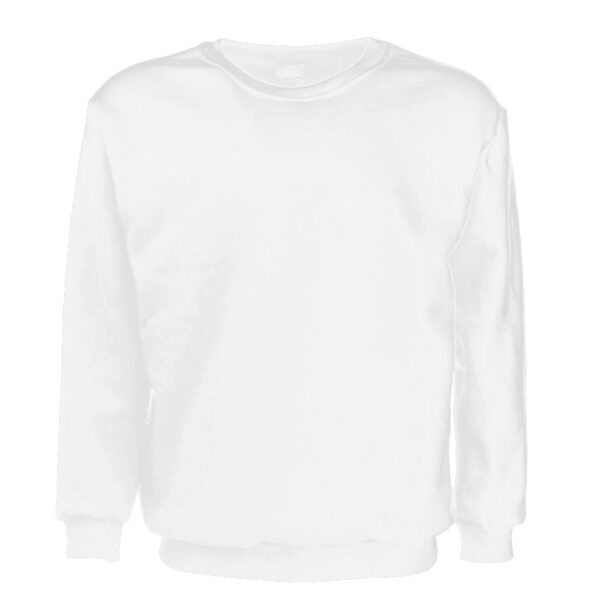 Fanno-Unisex Plain Pullover Fleece Jumper Long Sleeve Crew Neck Sweater White 2XL