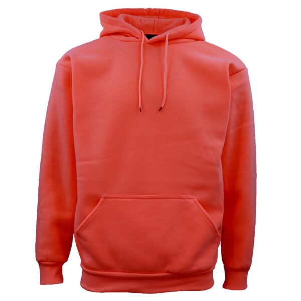 Fanno-Unisex Basic Plain Hoodie Pullover Sweatshirt Warm Fleece Jumper XS-8XL Coral Pink