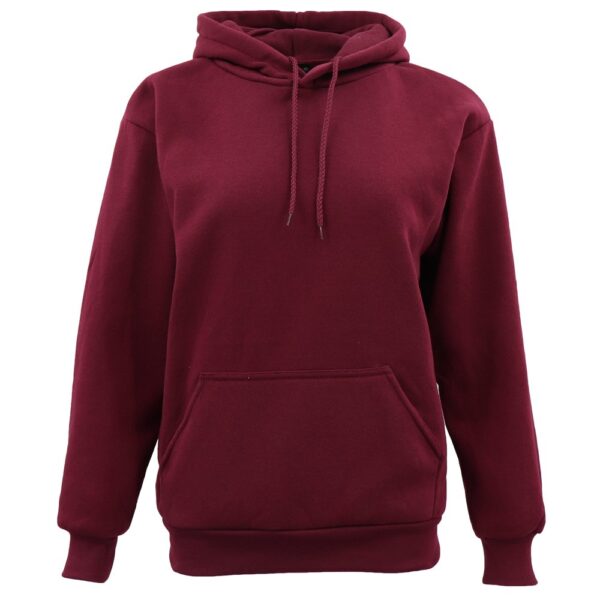 Fanno-Unisex Basic Plain Hoodie Pullover Sweatshirt Warm Fleece Jumper XS-8XL Burgundy