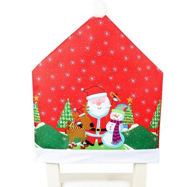 Fanno-Christmas Chair Covers Set of 10 Santa Hat Snowman Dining Table Decorations