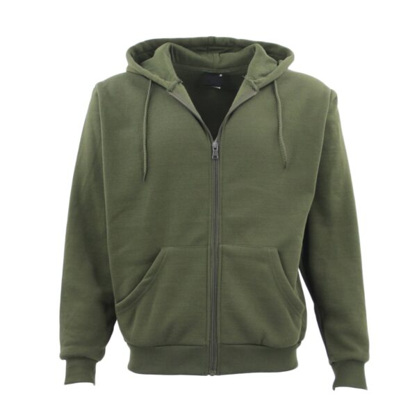 Fanno-Unisex Zip Fleece Hoodie Warm Lightweight Sweatshirt with Pockets XS-8XL Olive