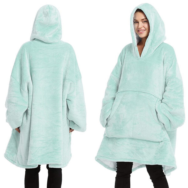 Fanno-Oversized Soft Pullover Hoodie Warm Fleece Blanket Plush Winter Sweatshirt Aqua