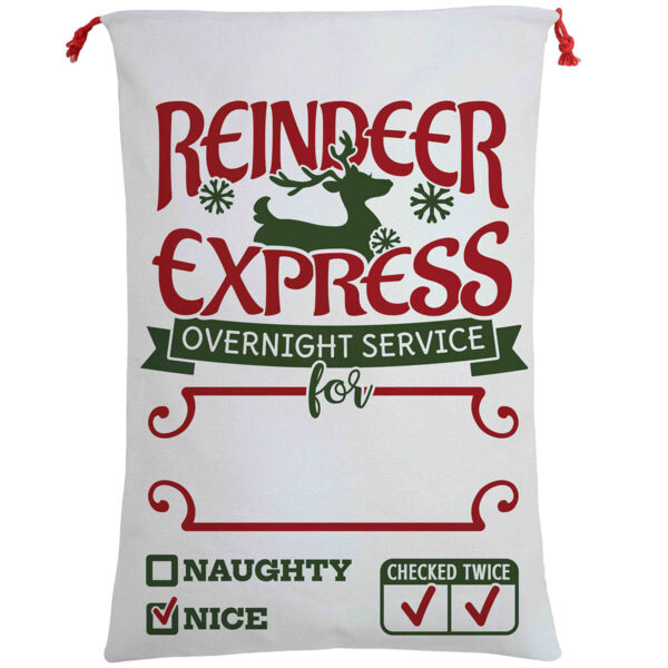 Fanno-Large Hessian Santa Sack for Christmas Gifts Personalized Kids Gift Bag Red Cream Green