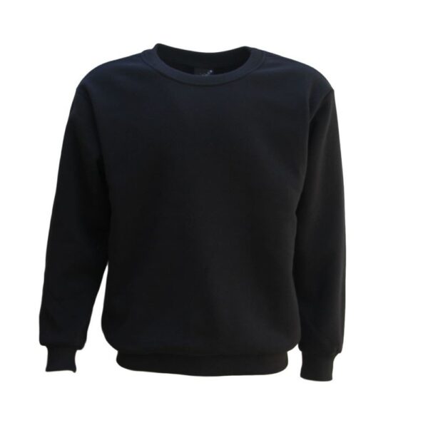 Fanno-Unisex Plain Pullover Fleece Jumper Long Sleeve Crew Neck Sweater Black 5XL