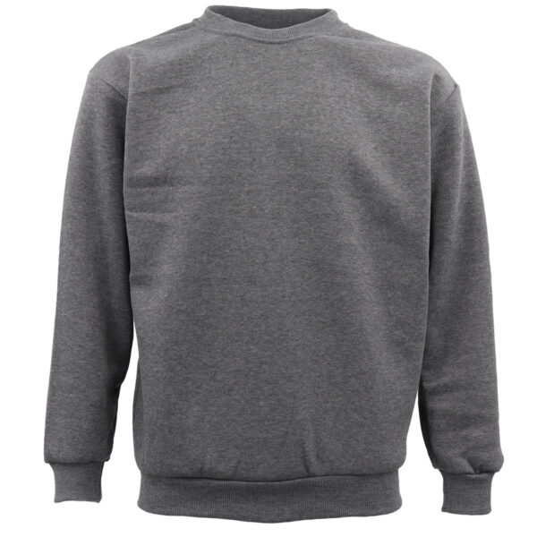 Fanno-Unisex Plain Pullover Fleece Jumper Long Sleeve Crew Neck Sweater Grey 5XL